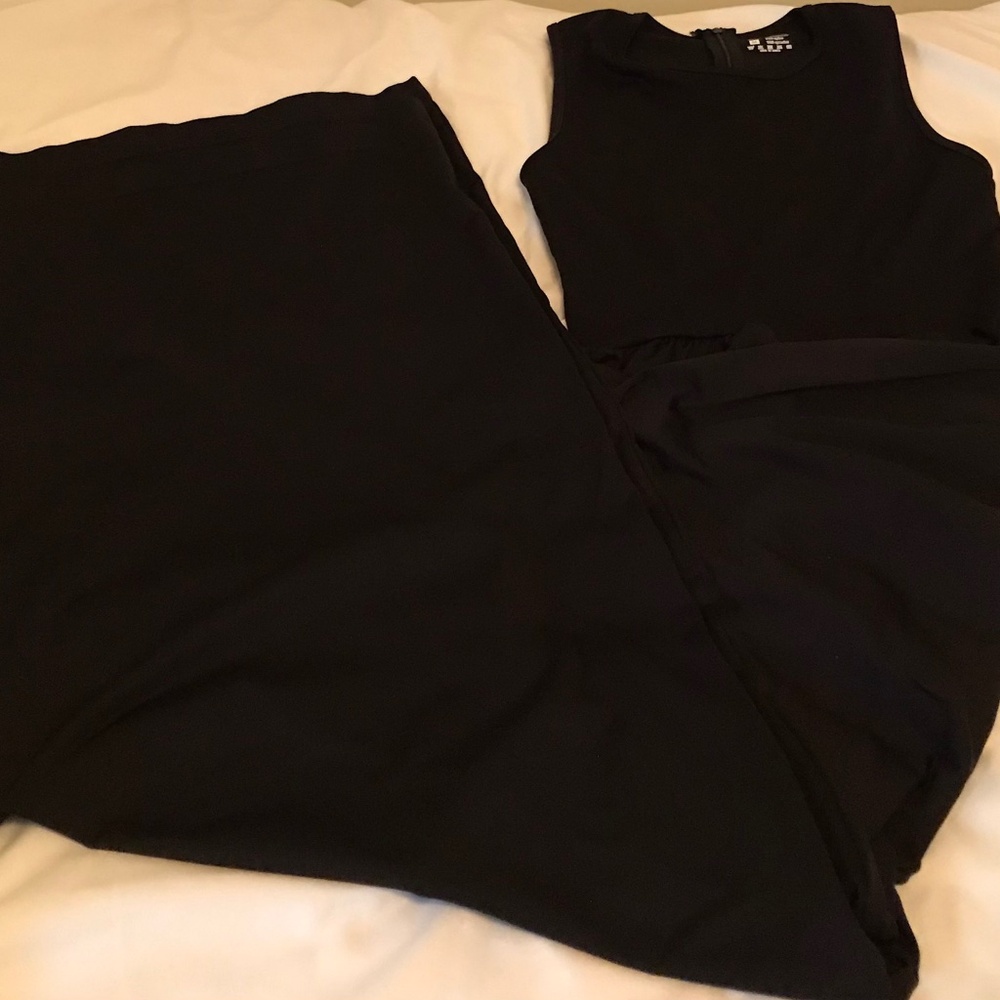 OQQ women wide leg jumpsuit sleeveless black size M